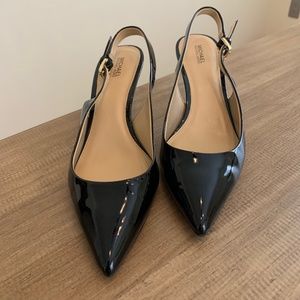 Michael Kors black pointed toe sling back pumps